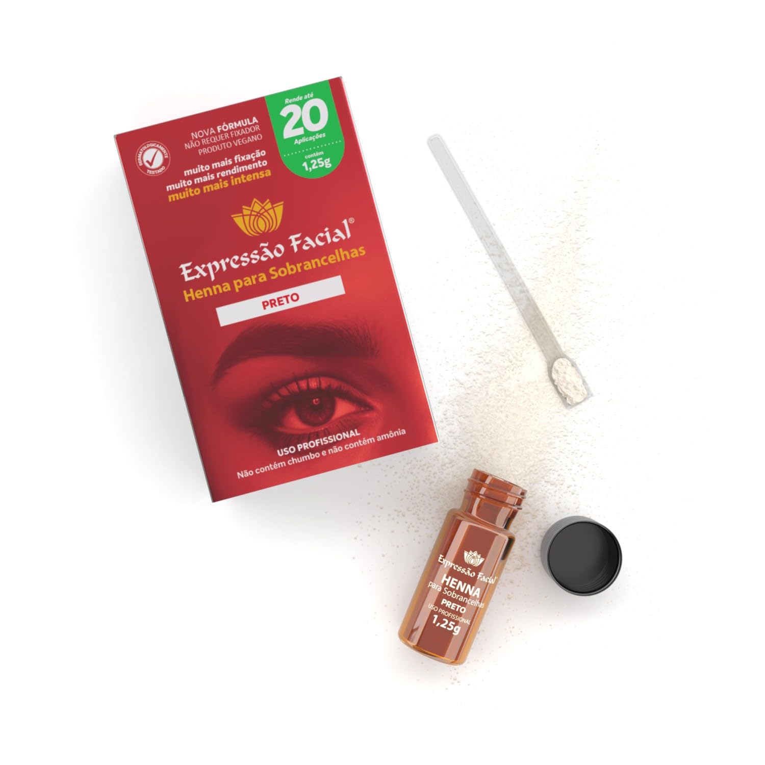 Nova Henna Expressão Facial - Preto - 20 Aplicações (1,25g